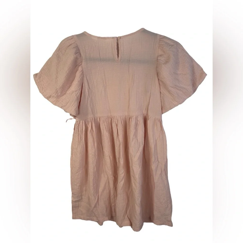 H&M Pink Puffed-Sleeved V-neck Wrap over Front Kids Dress Size 8 EUC